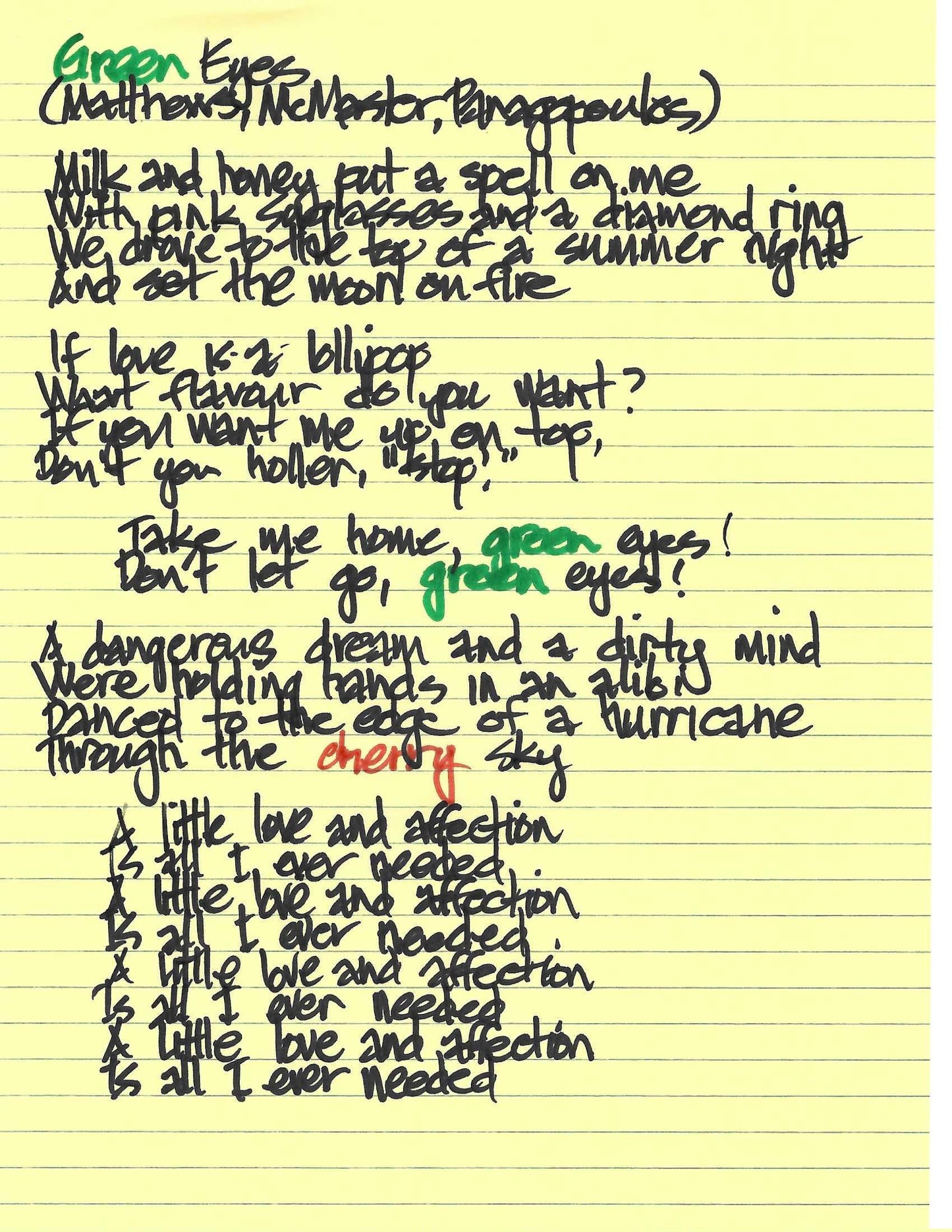 Album Art Lyric Sheet