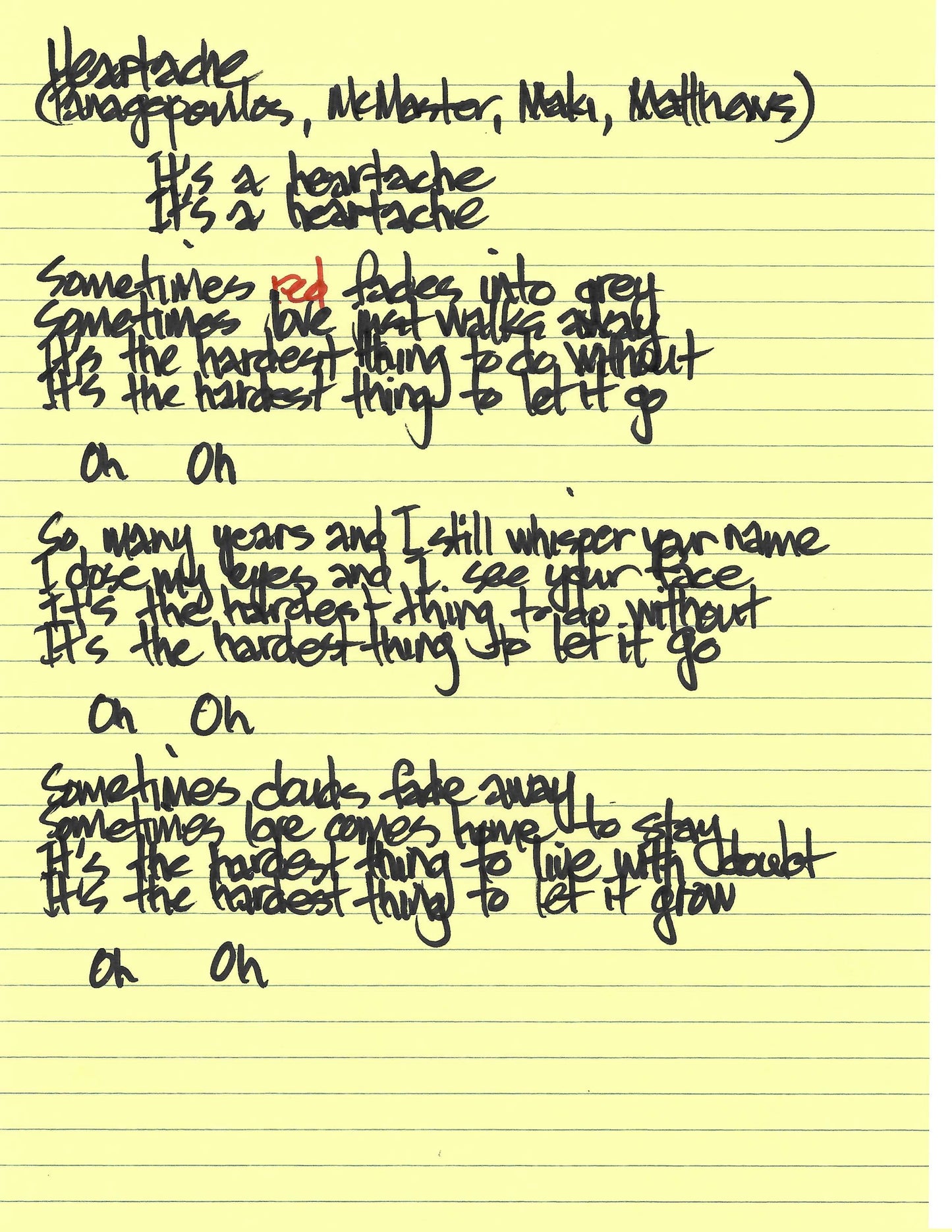 Album Art Lyric Sheet