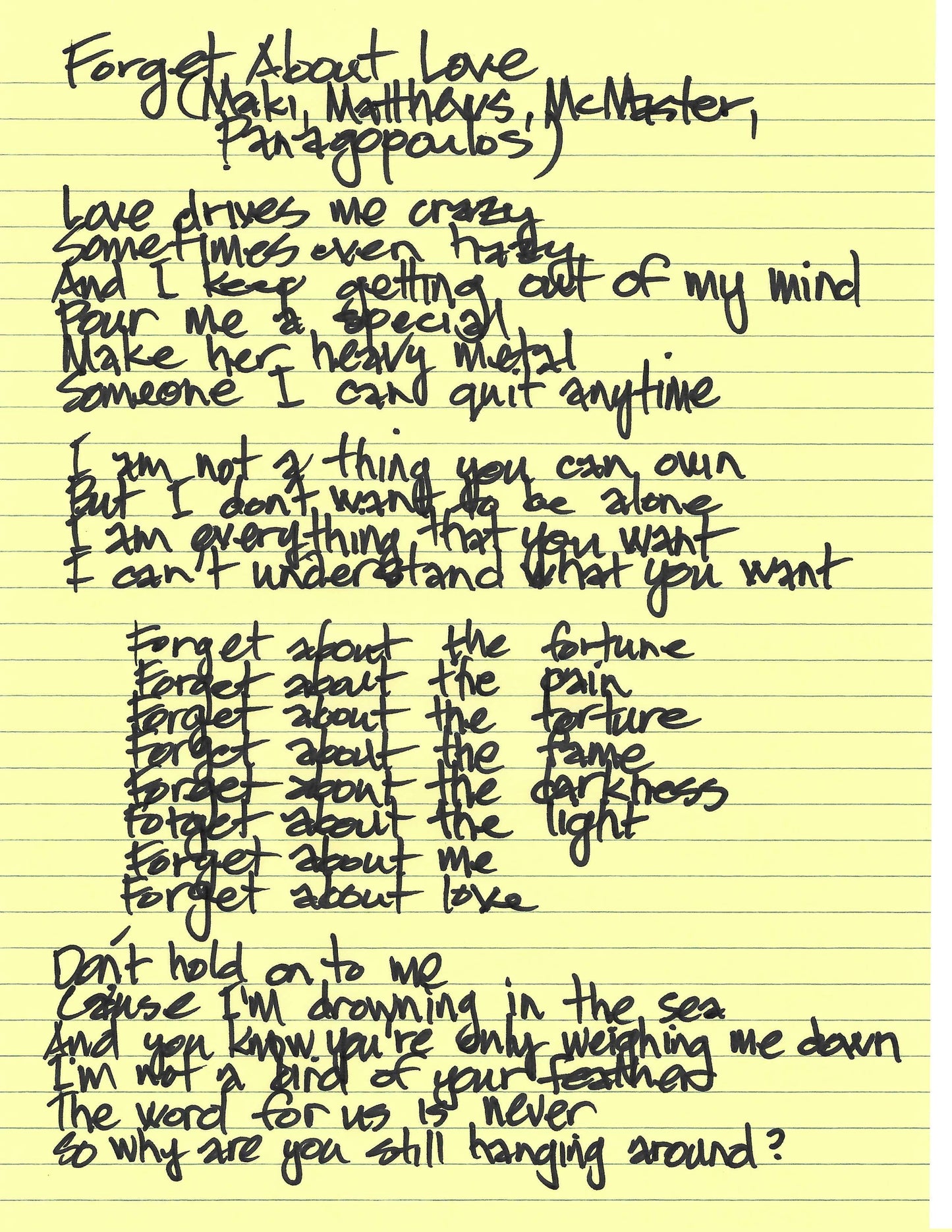 Album Art Lyric Sheet